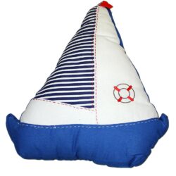 Dark Blue Sail Boat Cushion