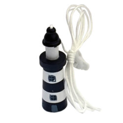 15278-Black and White Striped Light cord lighthouse