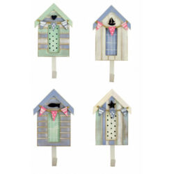 Set of 4 pastel beach hut coat hooks