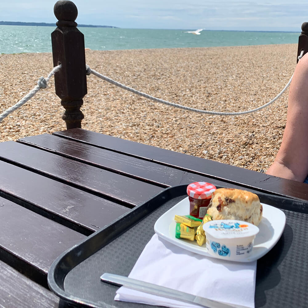 Cream tea in Stokes Bay