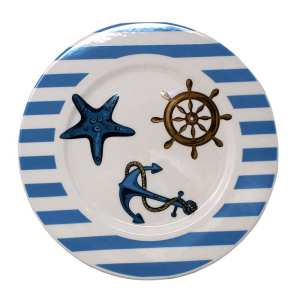 52578 Nautical Plate Blue White Stripes