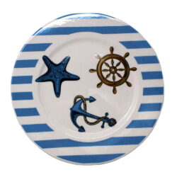 52578 Nautical Plate Blue White Stripes
